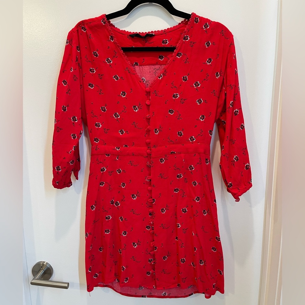 Knot sisters red floral sundress. Size M.